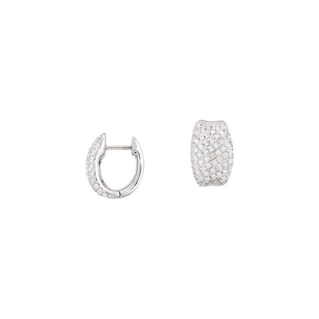 14K White 9/10 CTW Natural Diamond Hoop Earrings