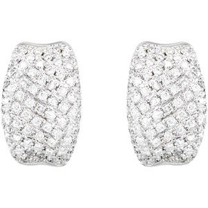 14K White 9/10 CTW Natural Diamond Hoop Earrings