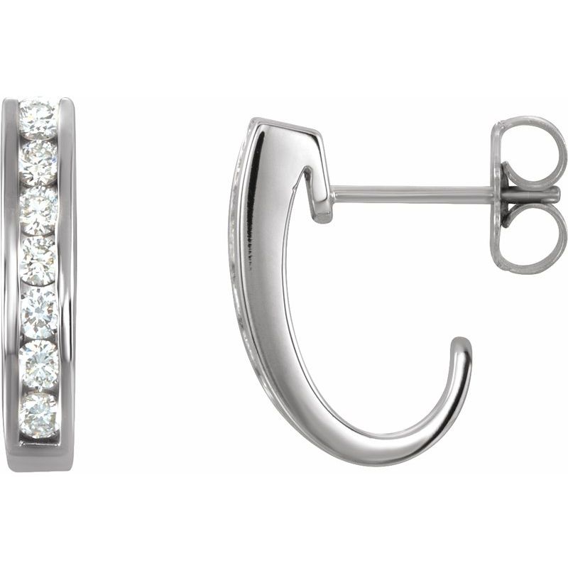 Channel-Set J-Hoop Earrings