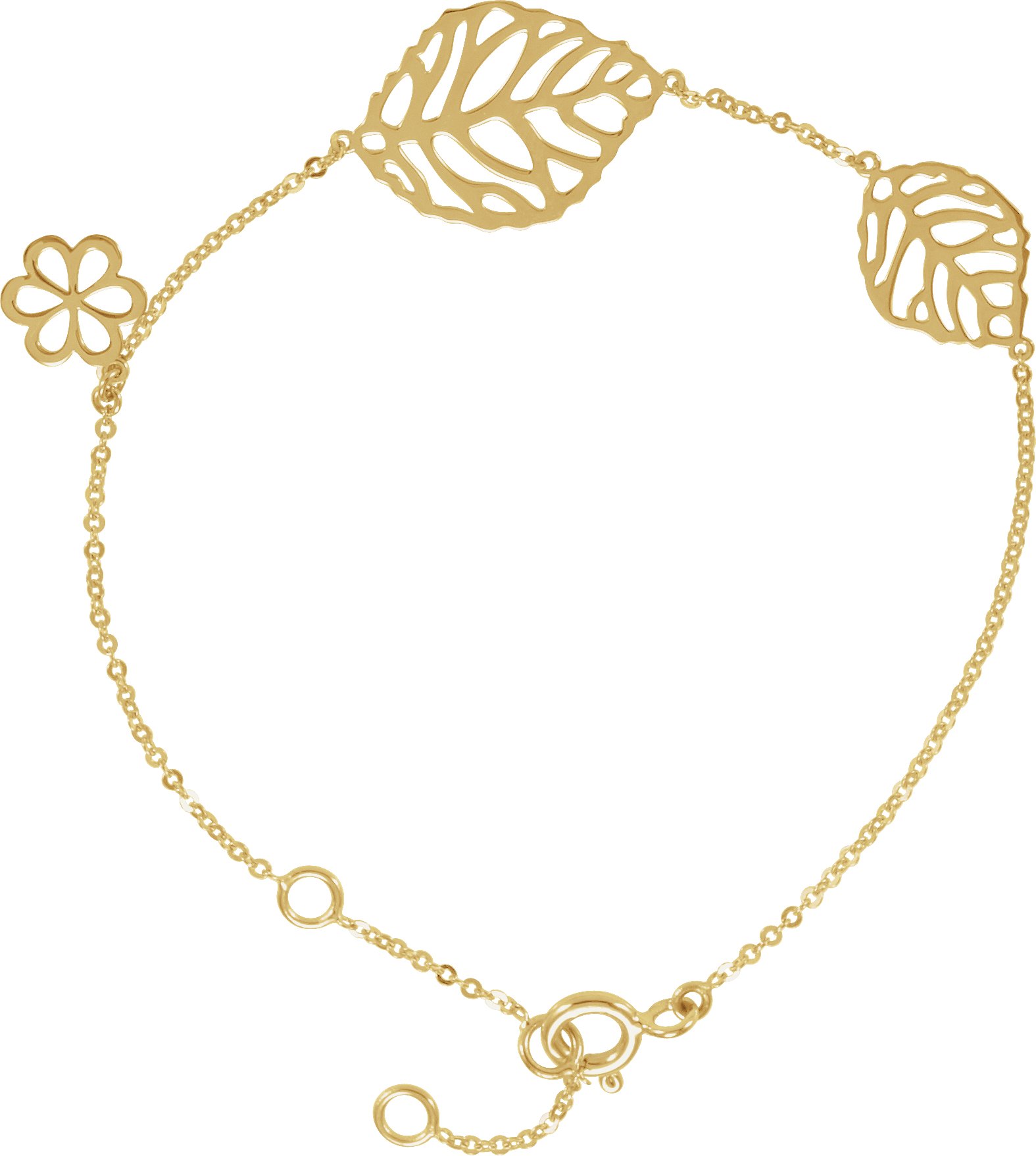 14K Yellow Floral 6 1/2 -7 1/2