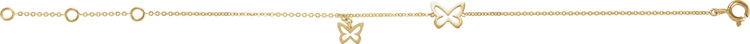 14K Yellow Butterfly Adjustable 6 1/2-7 1/2 Bracelet