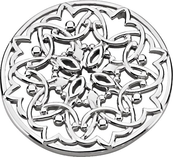 Sterling Silver 38.5 mm Filigree Pendant