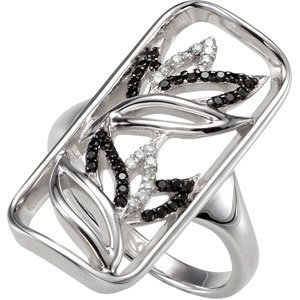 Natural Black Spinel & 1/8 CTW Natural Diamond Ring view 2