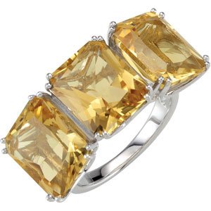 Yellow Quartz 3-Stone Ring