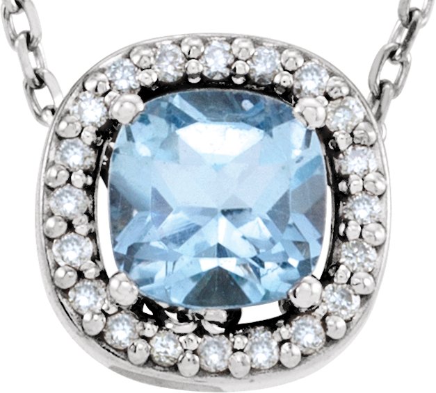14K White Sky Blue Topaz and .04 CTW Diamond 16 inch Necklace Ref 10467702