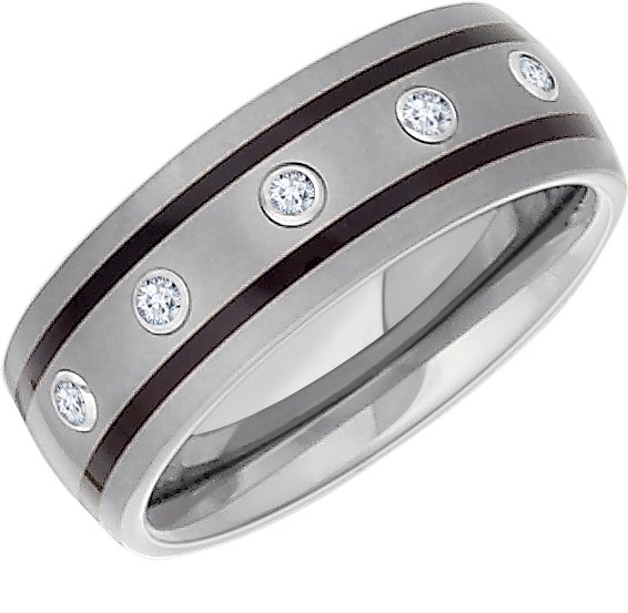 Tungsten 1/6 CTW Diamond 8.3 mm Band Size 11.5