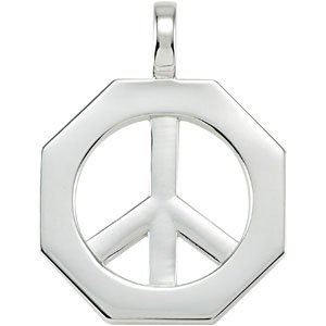 Sterling Silver 28x21 mm Peace Sign Pendant