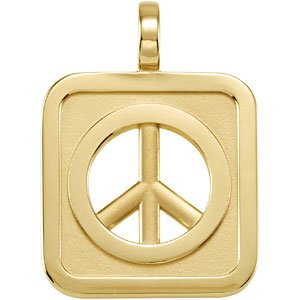 14K Yellow Rectangle Shaped Peace Sign Pendant Ref. 3045580