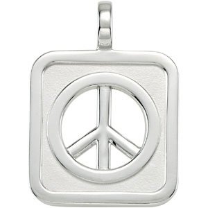 14K White Rectangle Shaped Peace Sign Pendant Ref. 3045579