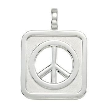 Sterling Silver Rectangle Shaped Peace Sign Pendant Ref. 3045597