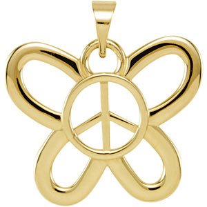 14K Yellow 16x19.5 mm Butterfly Peace Sign Pendant Ref. 3065859