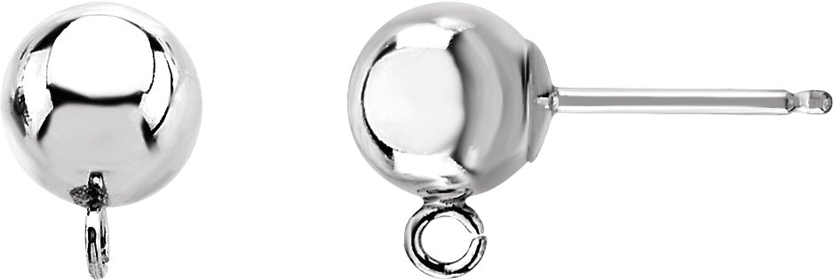 Sterling Silver 6 mm Hollow Ball & Post Earring Top 