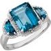 14K White Natural London Blue Topaz & .03 CTW Natural Diamond Ring