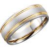 14K White Yellow 7 mm Grooved Band with Bead Blast Finish Size 11.5 Ref 33183