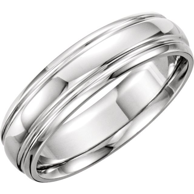 Platinum 6 mm Grooved Band Size 9