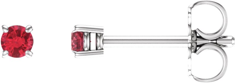 14K White 2.5 mm Lab-Grown Ruby Stud Earrings