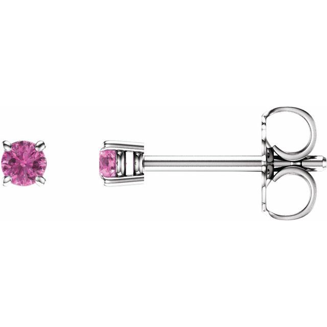 14K White 2.5 mm Natural Pink Sapphire Stud Earrings