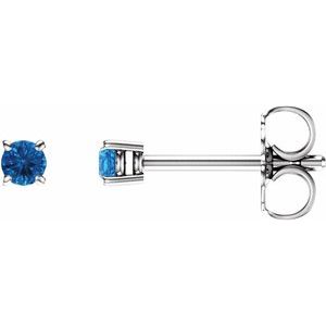 14K White 2.5 mm Natural Swiss Blue Topaz Stud Earrings