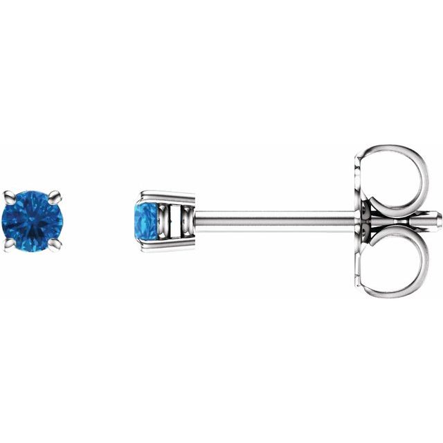 14K White 2.5 mm Natural Swiss Blue Topaz Stud Earrings