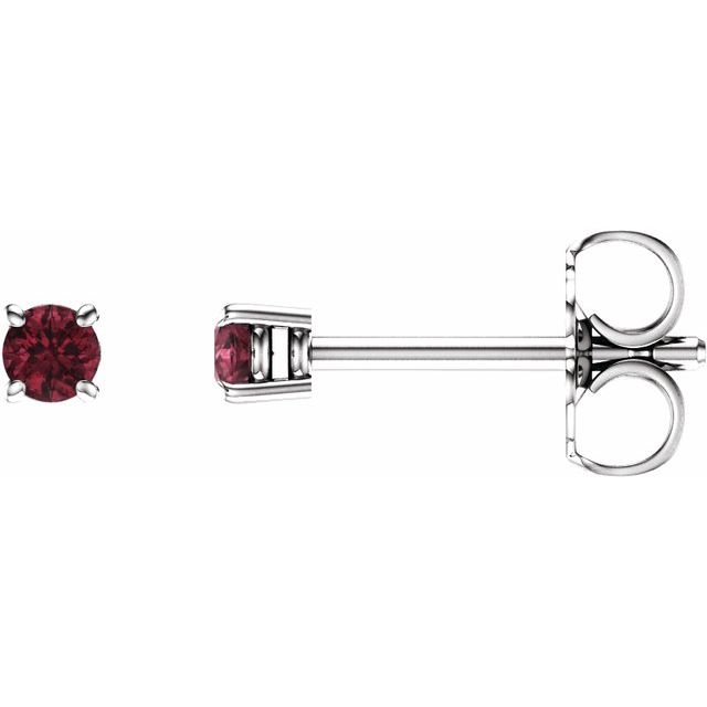 14K White 2.5 mm Natural Mozambique Garnet Stud Earrings with Friction Post