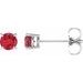 14K White 4 mm Lab-Grown Ruby Stud Earrings with Friction Post