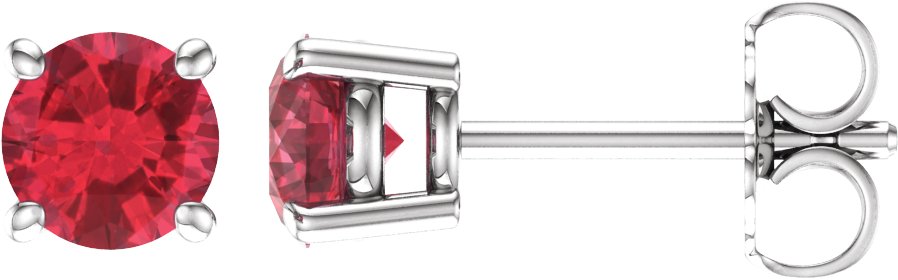 14K White 5 mm Lab-Grown Ruby Stud Earrings