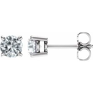 14K White 5 mm Natural White Sapphire Earrings with Friction Post