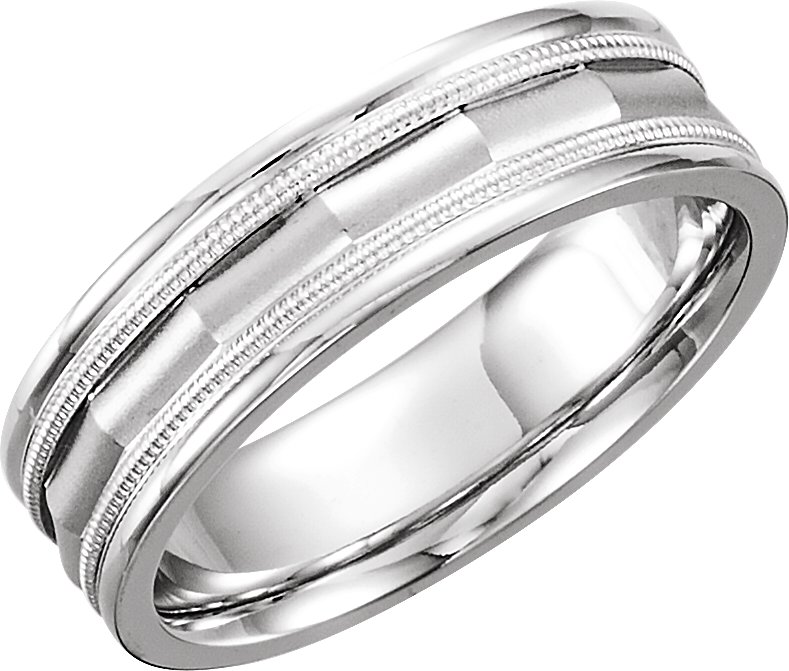 14K White 6 mm Design Band with Milgrain Size 4.5 Ref 179592