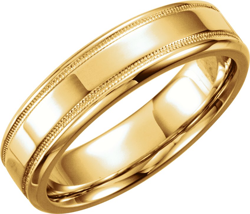 14K Yellow 6 mm Milgrain Flat Edge Band Size 9 Ref 283077