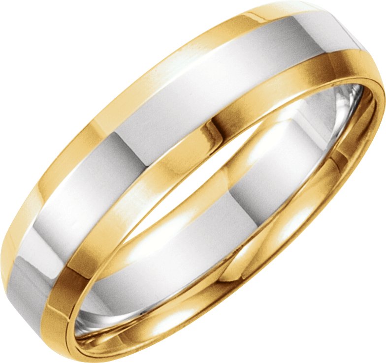 14K Yellow/White/Yellow 8 mm Beveled-Edge Comfort-Fit Band Size 8.5