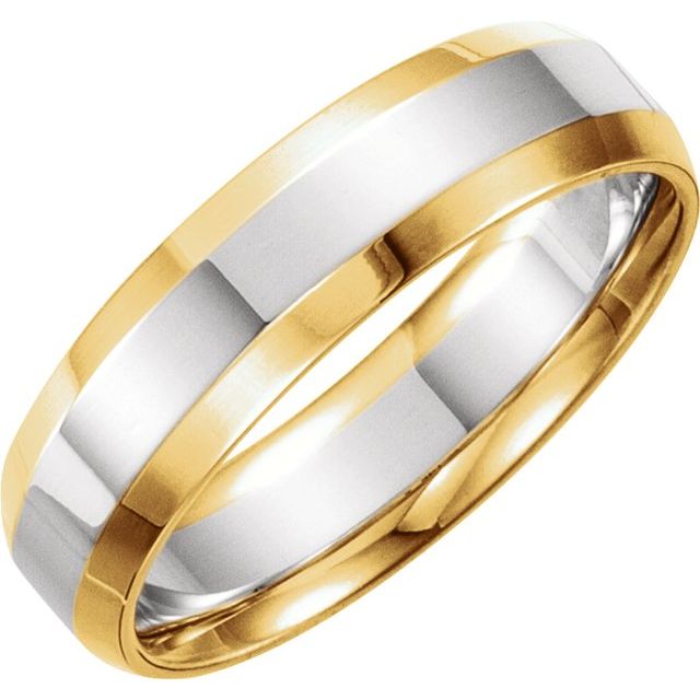 14K Yellow/White 8 mm Beveled-Edge Comfort-Fit Band Size 8