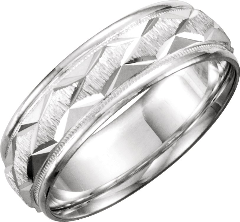 Continuum Sterling Silver 7 mm Design Band with Satin Finish and Milgrain Size 13 Ref 13155006