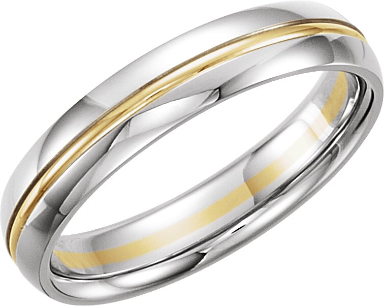 14K White Yellow 4.5 mm Grooved Band Size 5 Ref 37997