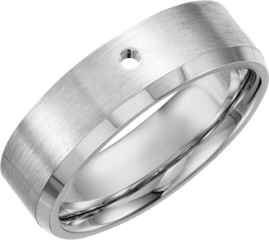14K White 7 mm Beveled-Edge Band Mounting Size 9