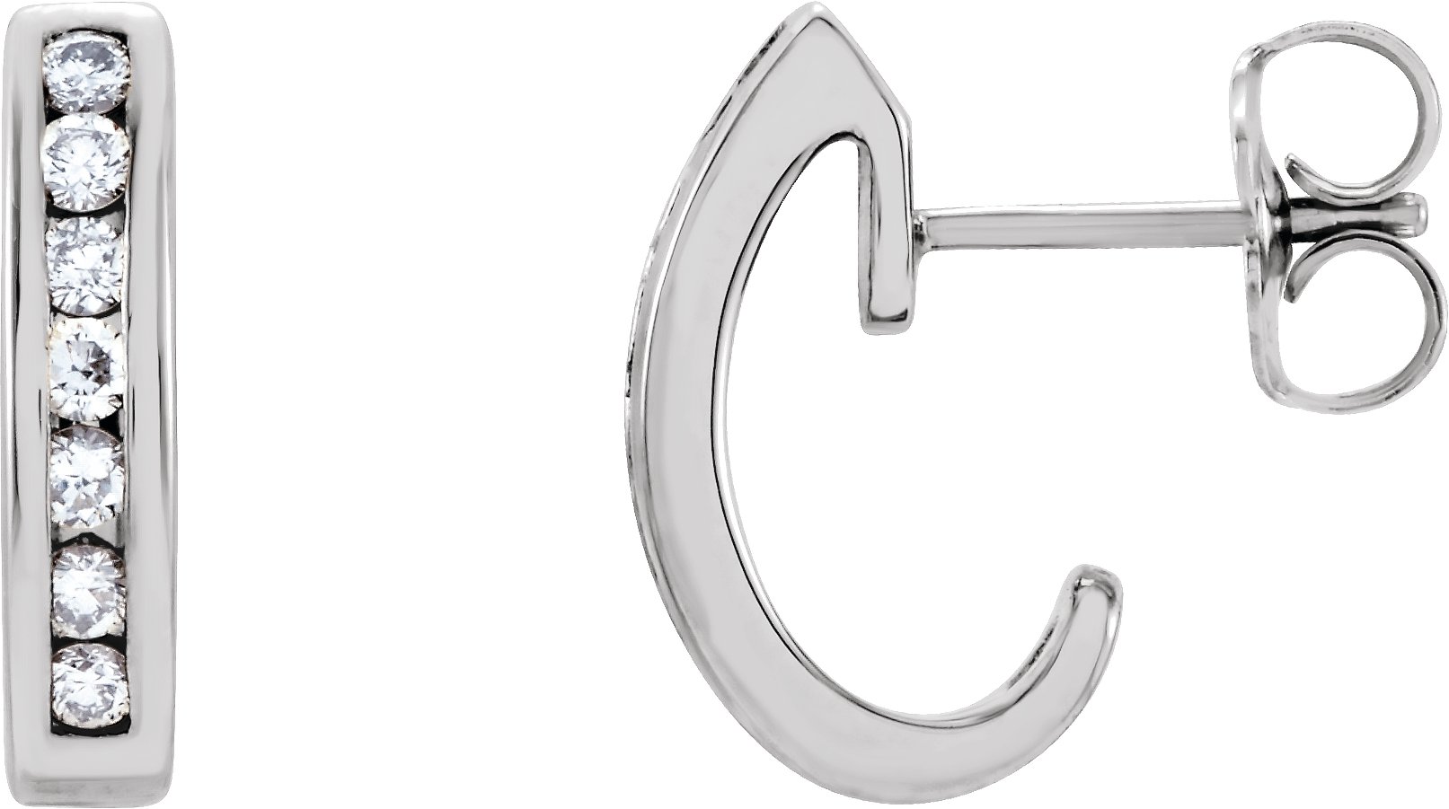 14K White 1/4 CTW Natural Diamond J-Hoop Earrings