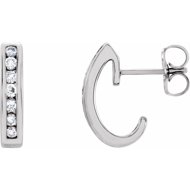 Channel-Set J-Hoop Earrings