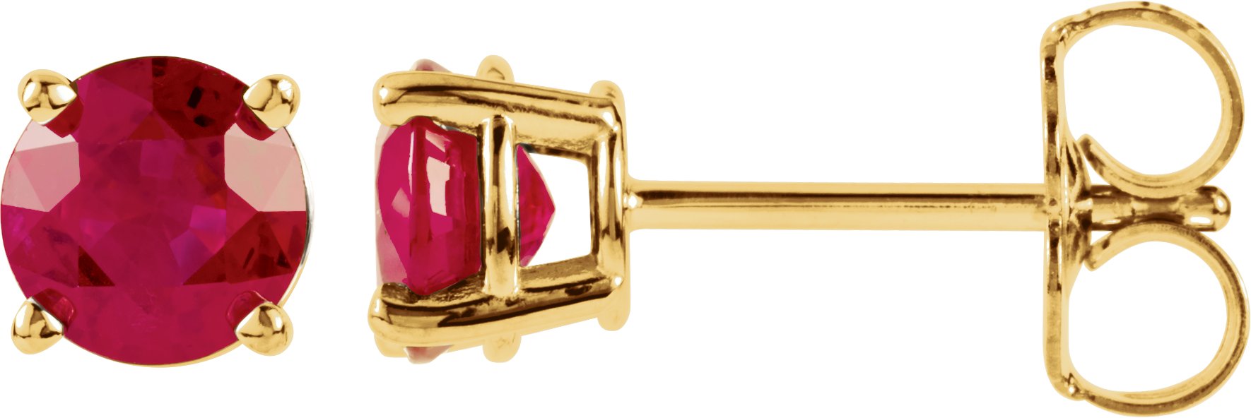 14K Yellow 5 mm Lab-Grown Ruby Stud Earrings