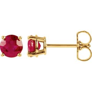 14K Yellow 5 mm Natural Ruby Earrings with Friction Post