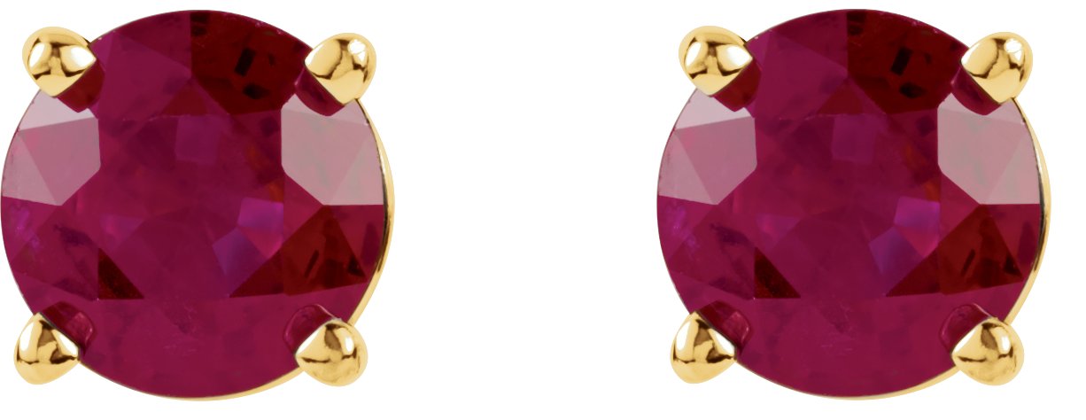 14K Yellow 5 mm Round Ruby Earrings