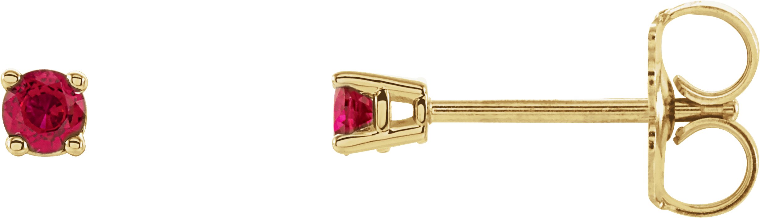 14K Yellow 2.5 mm Natural Ruby Stud Earrings with Friction Post