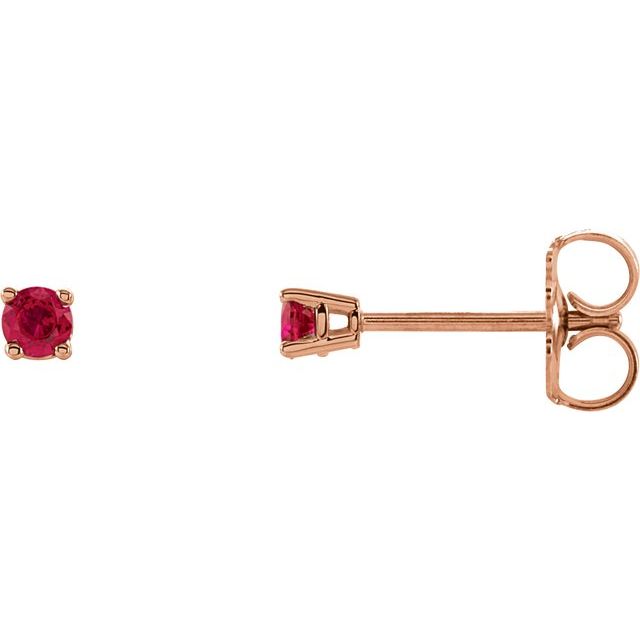 14K Rose 2.5 mm Natural Ruby Stud Earrings