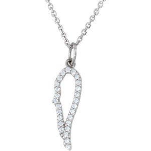 14K White 1/10 CTW Natural Diamond Angel Wing 18" Necklace