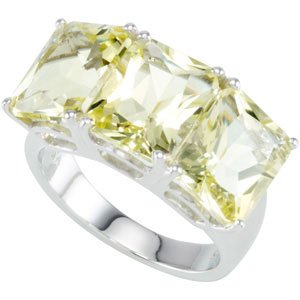 Sterling Silver Lime Quartz 3 Stone Ring