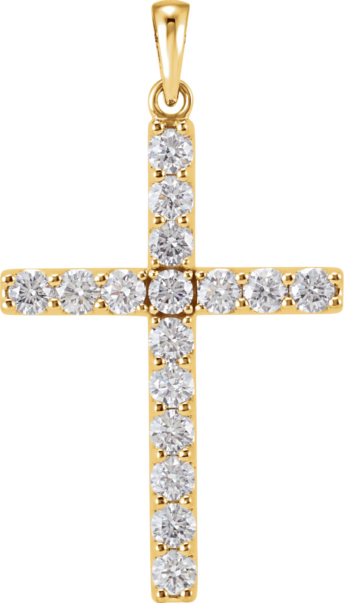 14K Yellow 1 1/4 CTW Natural Diamond Cross Pendant