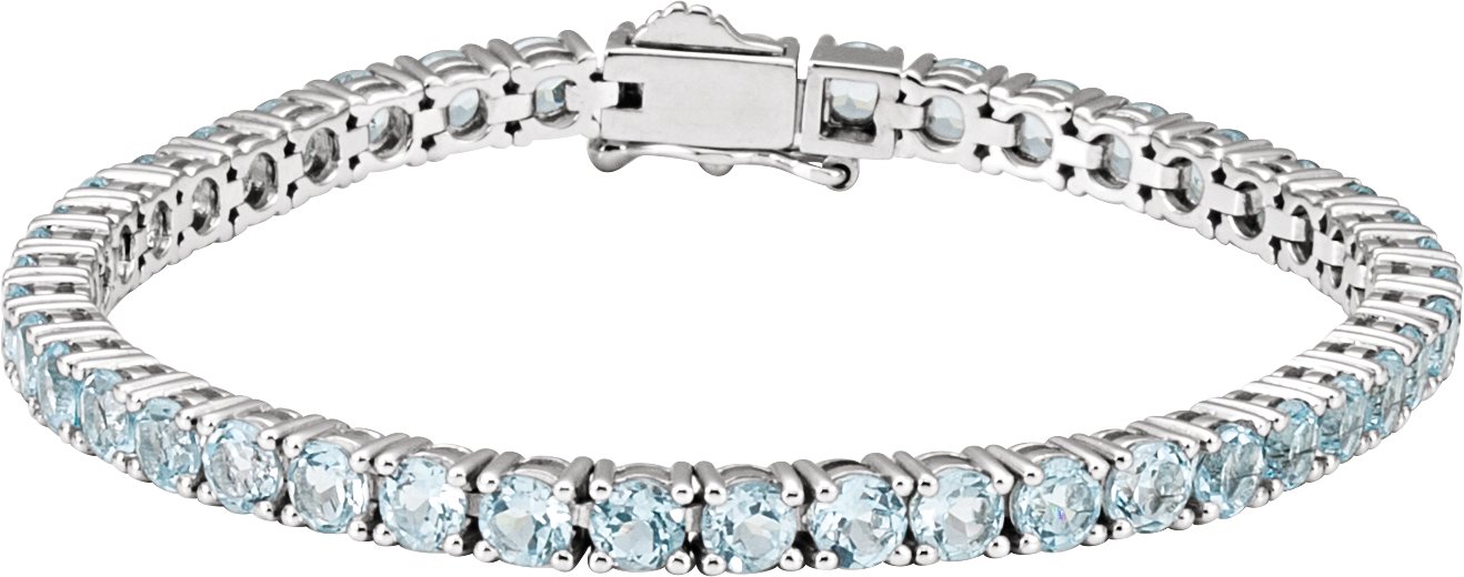 14K White Natural Sky Blue Topaz 7 1/4" Line Bracelet