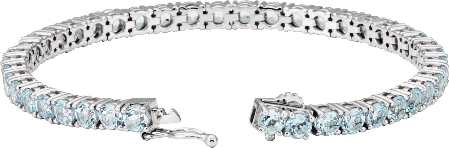 14K White Natural Sky Blue Topaz 7 1/4 Line Bracelet