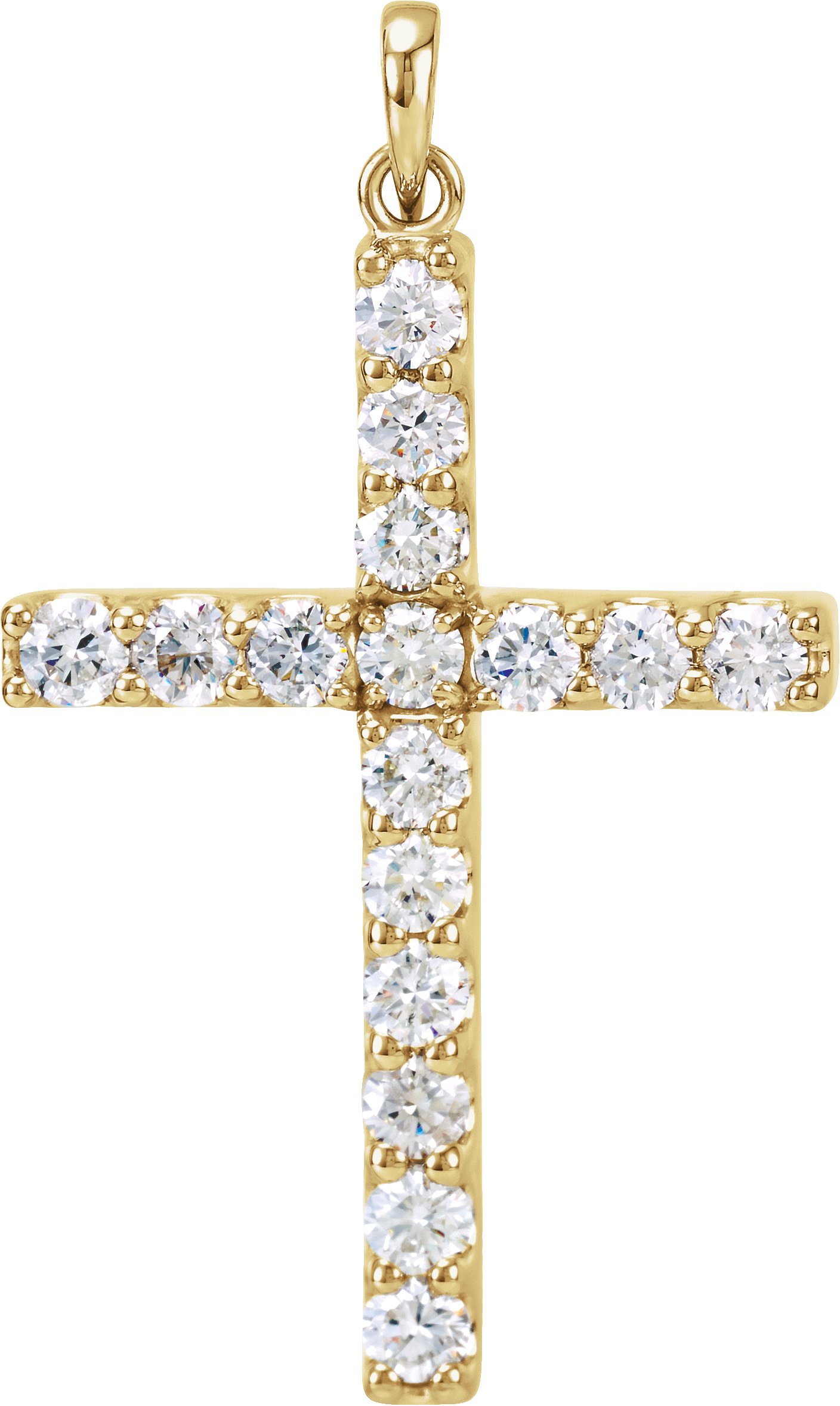 14K Yellow 1 3/8 CTW Natural Diamond Cross Pendant