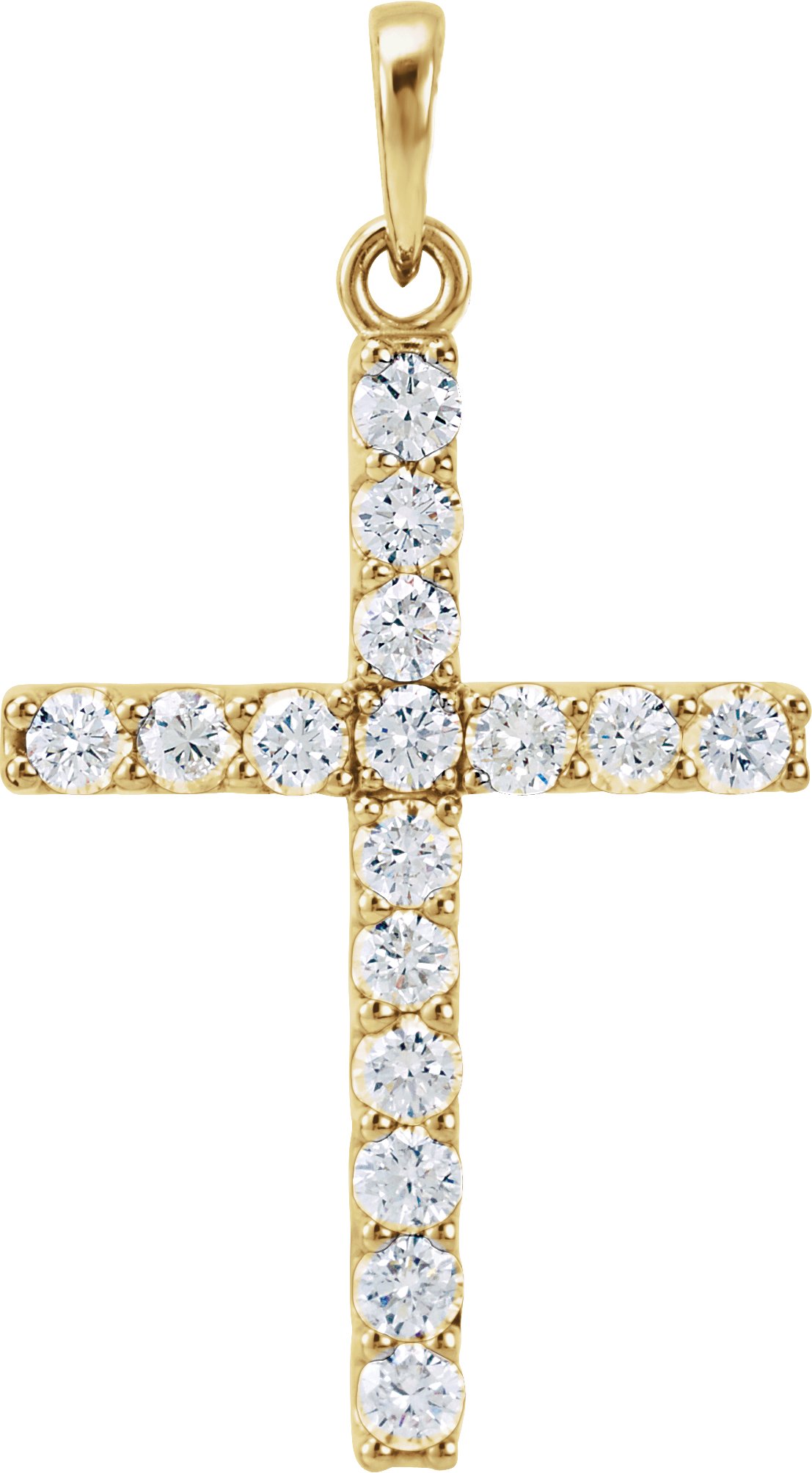 14K Yellow 1/8 CTW Lab-Grown Diamond Cross Pendant