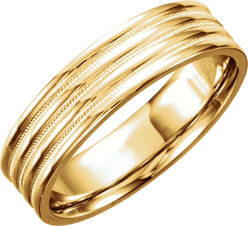 14K Yellow 6 mm Ridged Band with Milgrain Size 5.5 Ref 32300