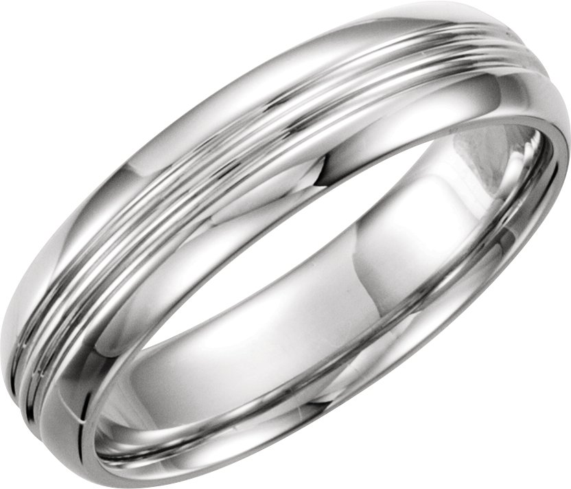 Platinum 6 mm Grooved Band Size 5 Ref 62243